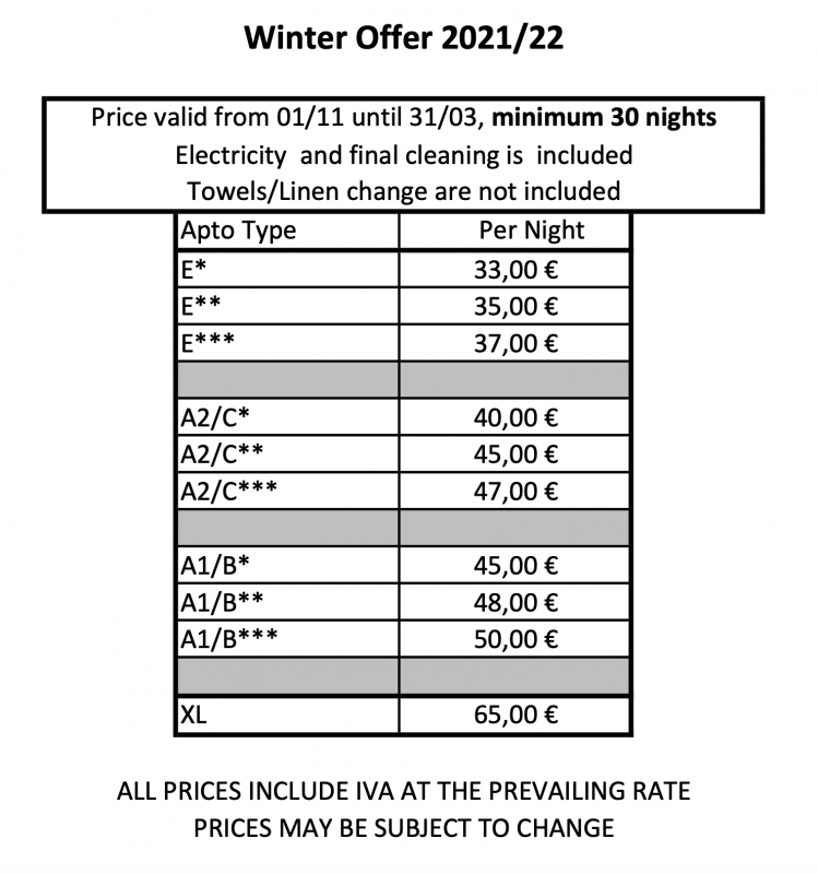 Winter Special Offers 2020 1 winter price 2020